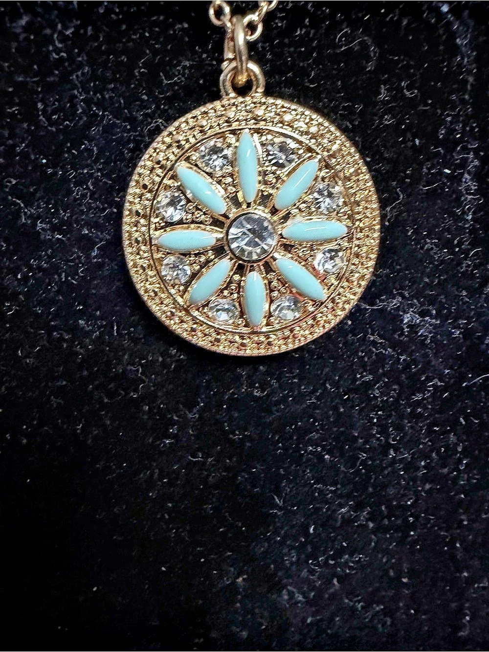 Park Lane Gold-Tone Floral feux turquoise 4 layer q Rhinestone Pendant Necklace